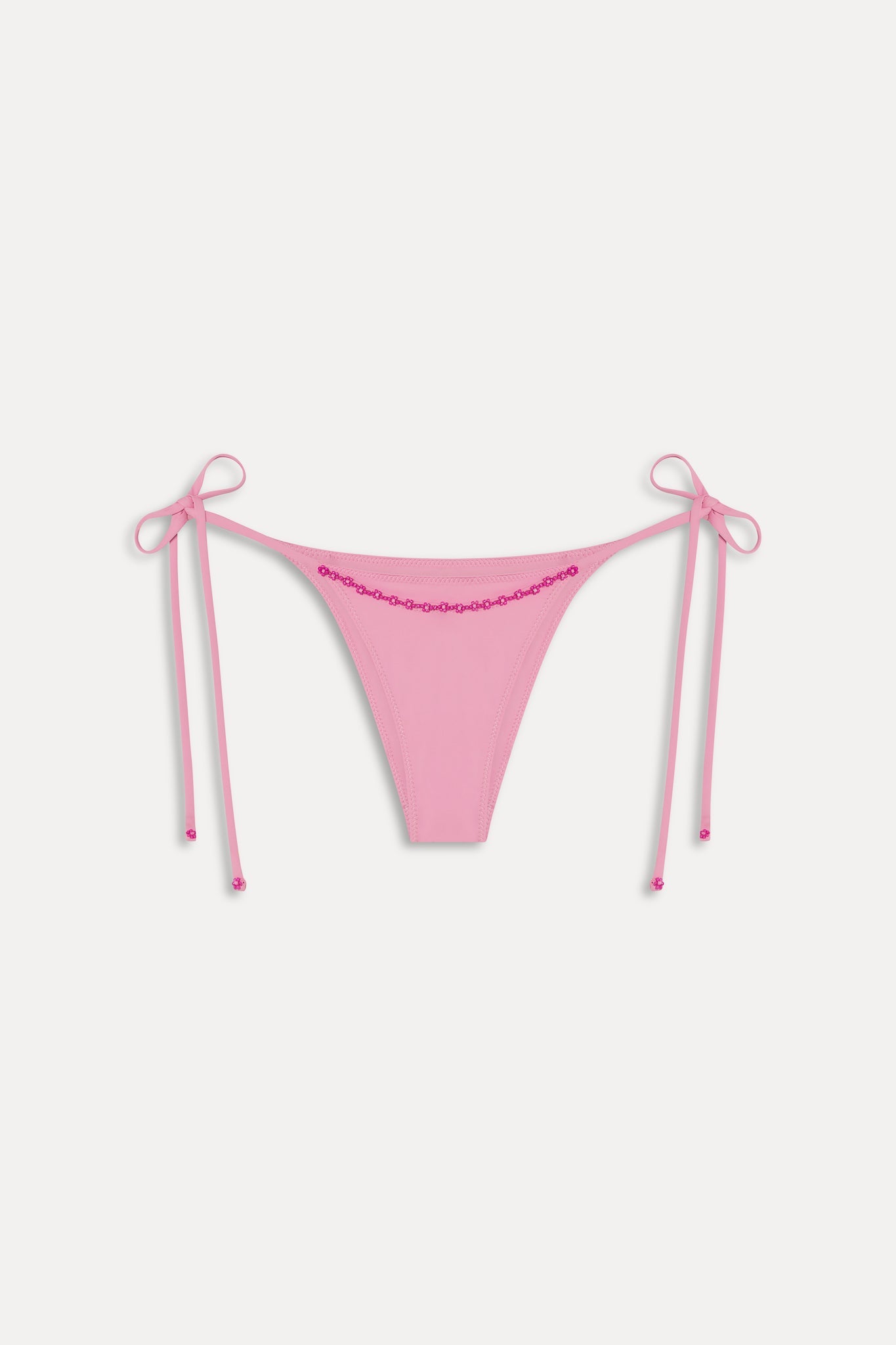 Mackenzie Cheeky Beaded Bikini Bottom - Pastel Pink